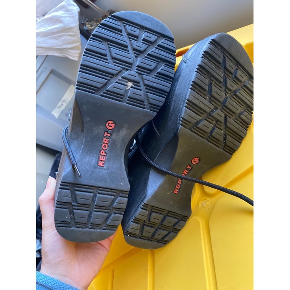 Vintage Y2K Report Leather Fur Black Platform Moto Biker Tall Boots 8 Bratz Goth - Picture 3 of 7